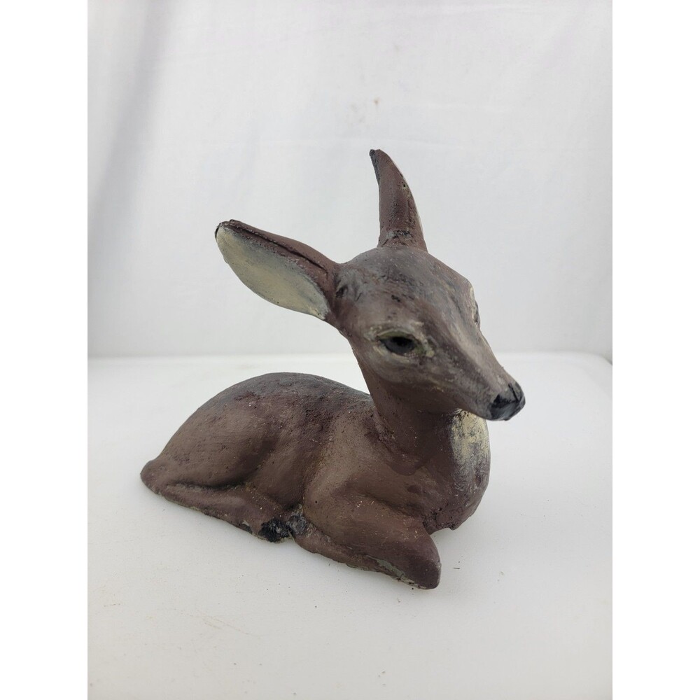 6.2" Concrete Cement Baby Deer Fawn Garden Yard Statue Indoor/outdoor